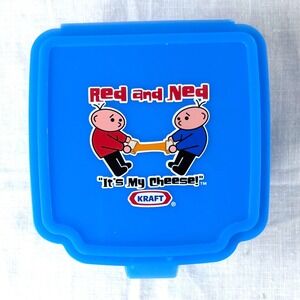 Vintage Kraft Red and Ned Blue Plastic Sandwich Container Its My Cheese Retro